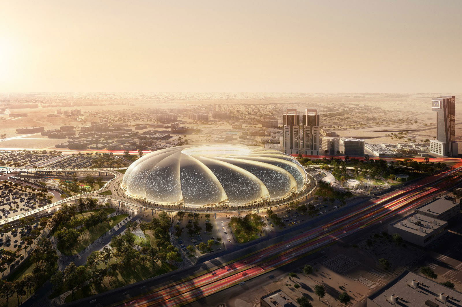 Aramco Stadium: A Coastal Innovation Hub on the Red Sea The Aramco Stadium, located on the Red Sea coastline in Al Khobar, is a stunning example of innovation and sustainability.