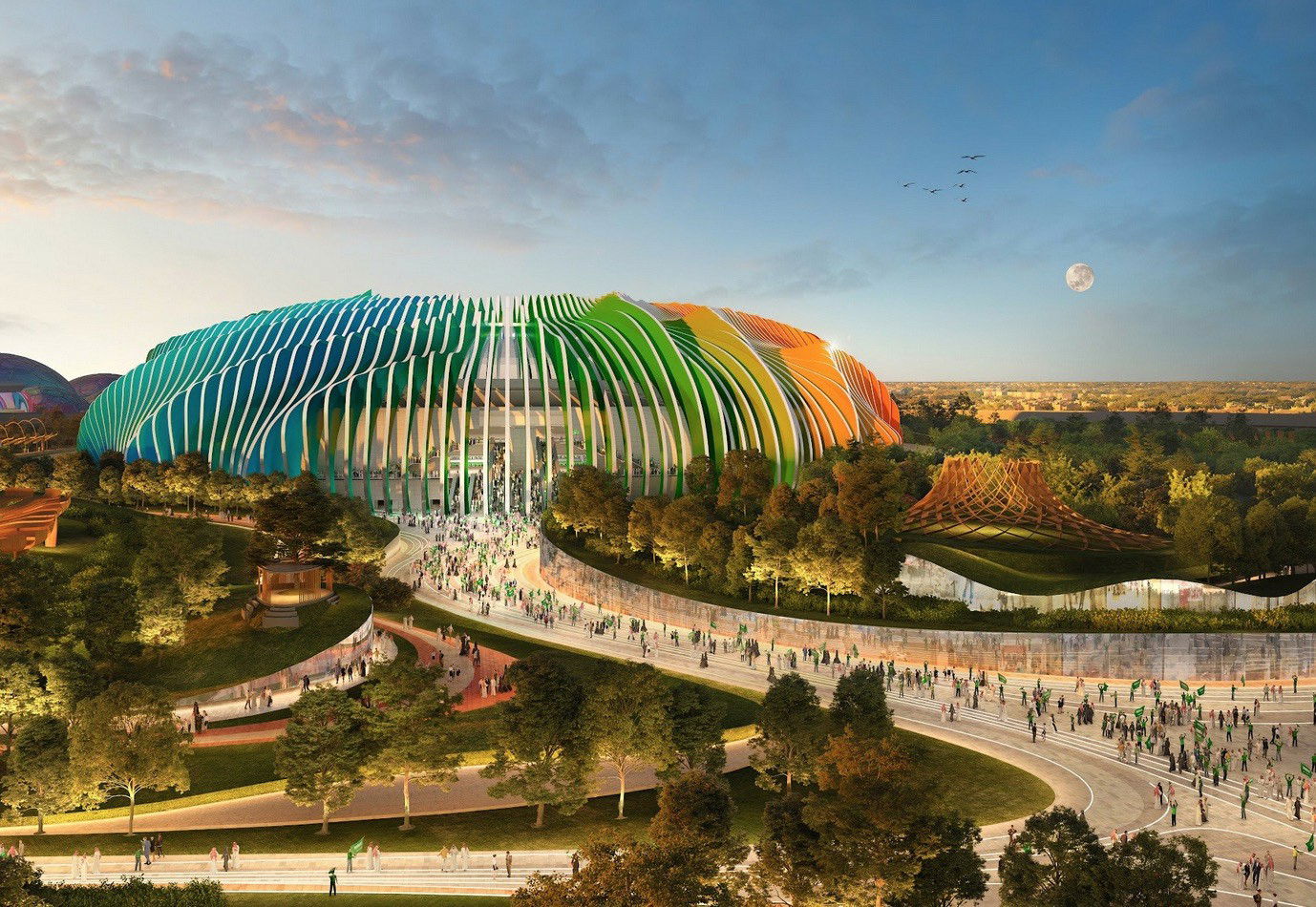 Qiddiya Coast Stadium: Dynamic Versatility for Sports and Entertainment The Qiddiya Coast Stadium, with a seating capacity of 46,096, is a groundbreaking venue that combines versatility, sustainability, and cutting-edge design.