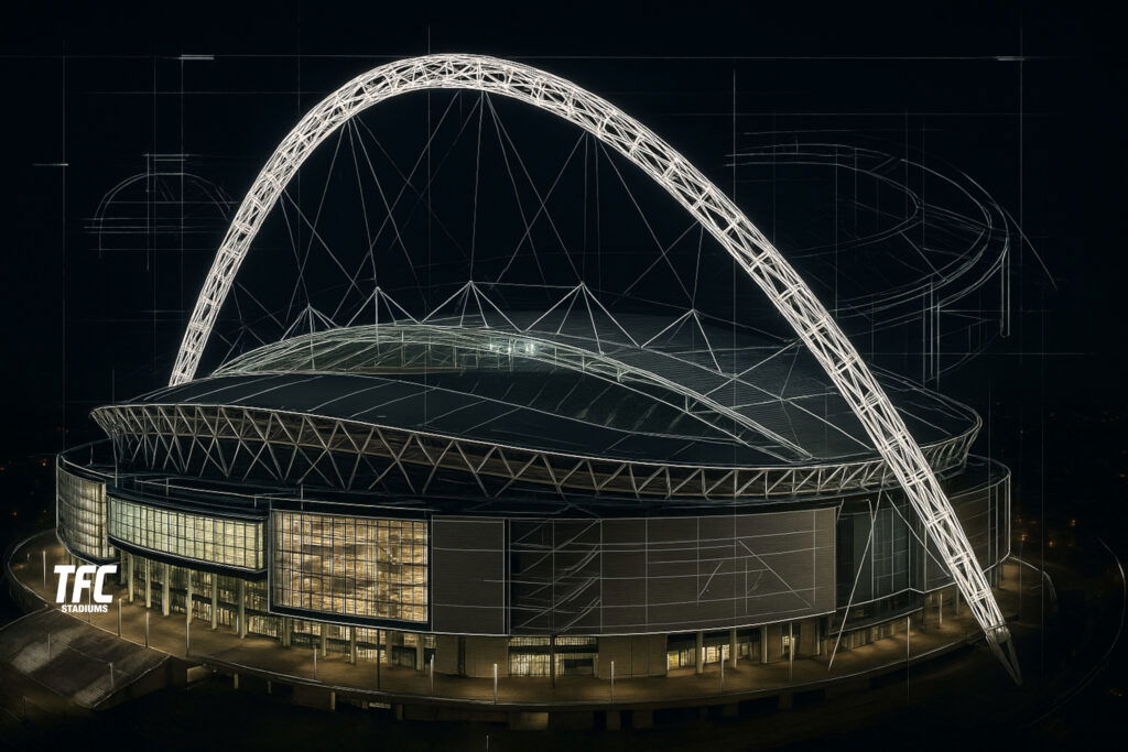 Wembley Stadium at night