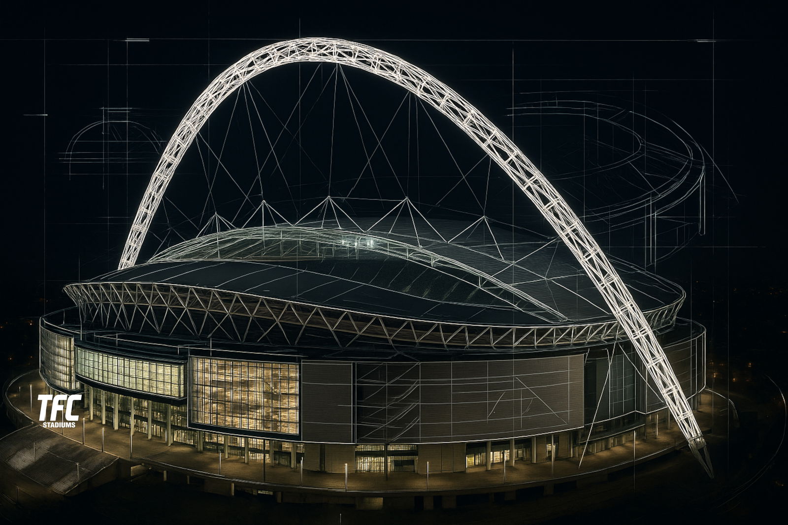 Wembley Stadium at night