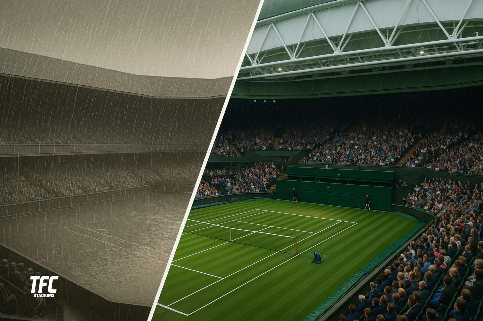 wimbledon old new rain roof