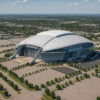 at&t stadium aerial vuew of stadium and area