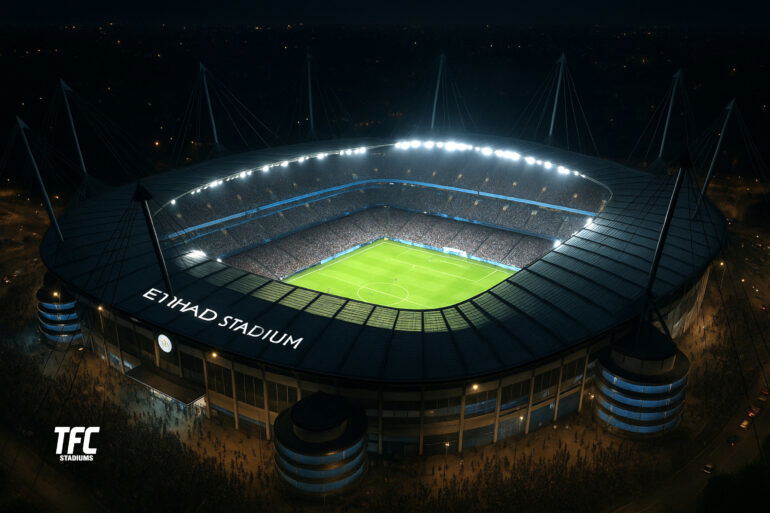 etihad stadium aerial night crowd