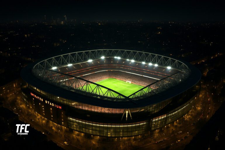 Emirates Stadium at night