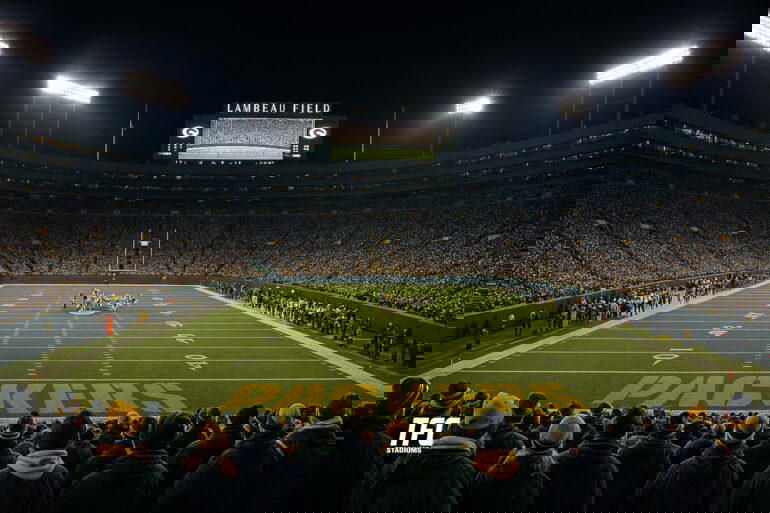 Lambeau Field at Night with crowd
