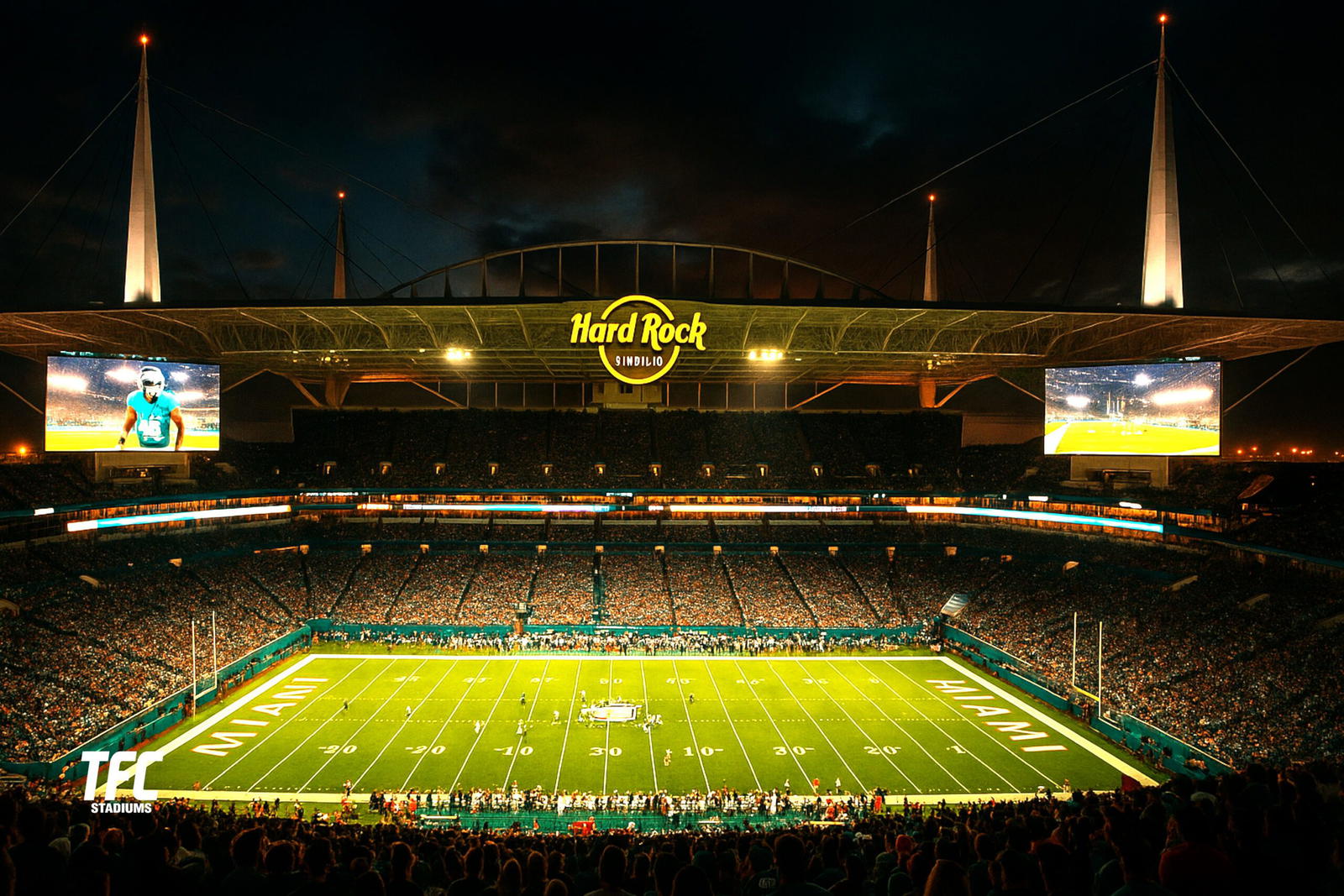 Hard Rock stadium at night